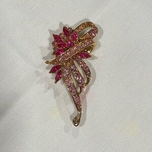 Elegant Pink and Gold Brooch